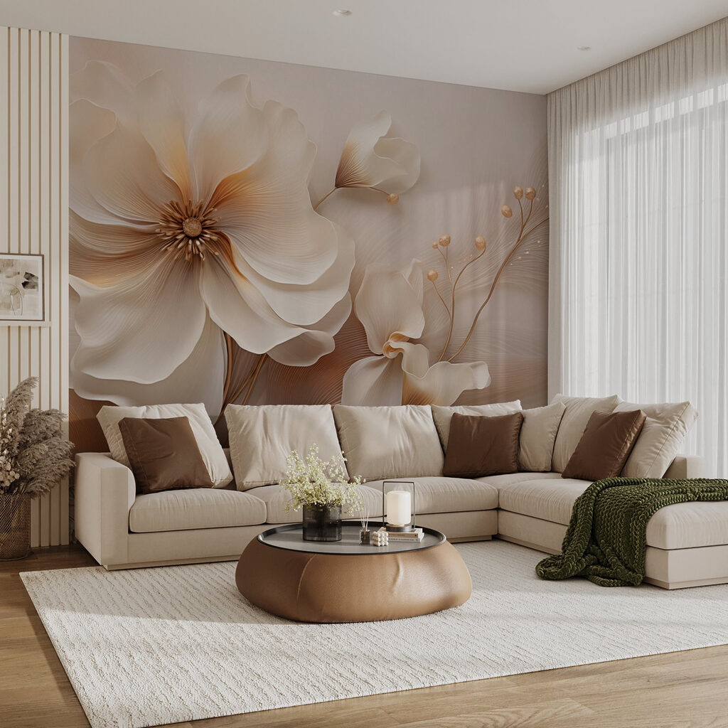 Crèmekleurige bloem met goudknoppen — interieur 4