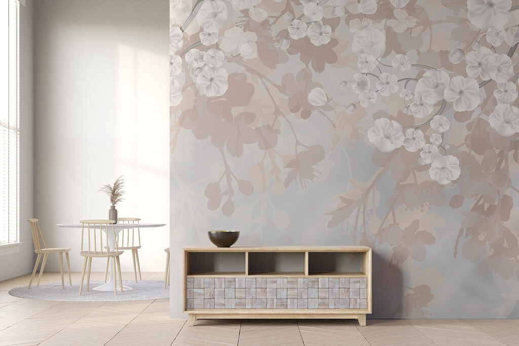 Witte bloesem boven schaduwbladeren — interieur 3