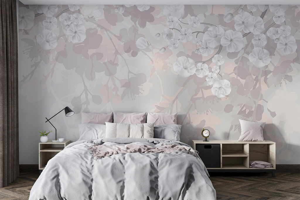 Witte bloemen op een witte achtergrond — interieur 2