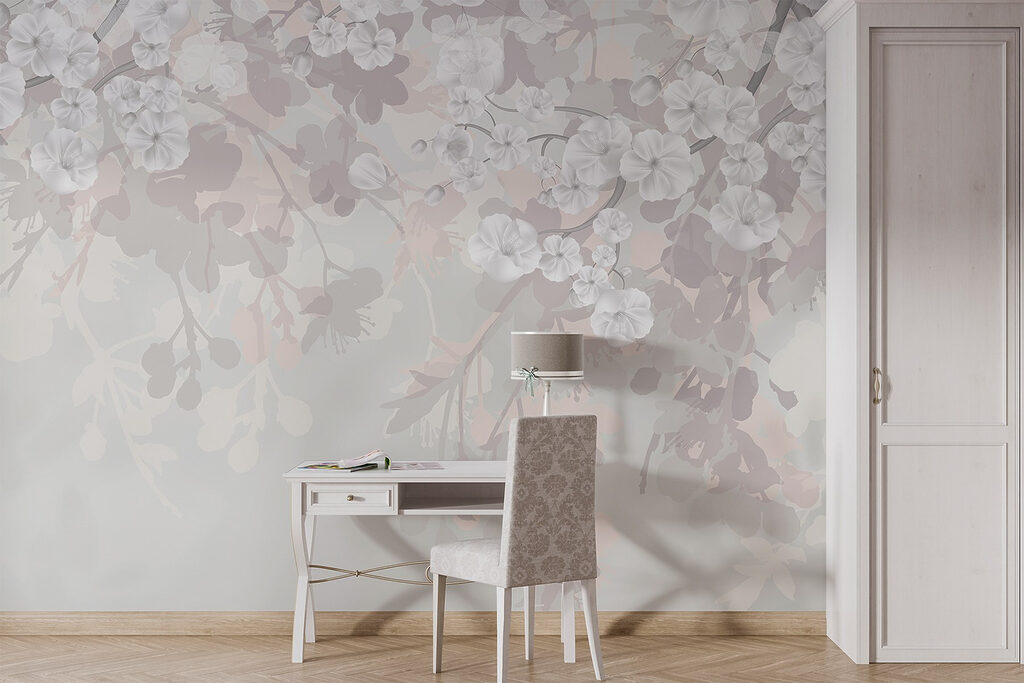 Witte bloemen op een witte achtergrond — interieur 3