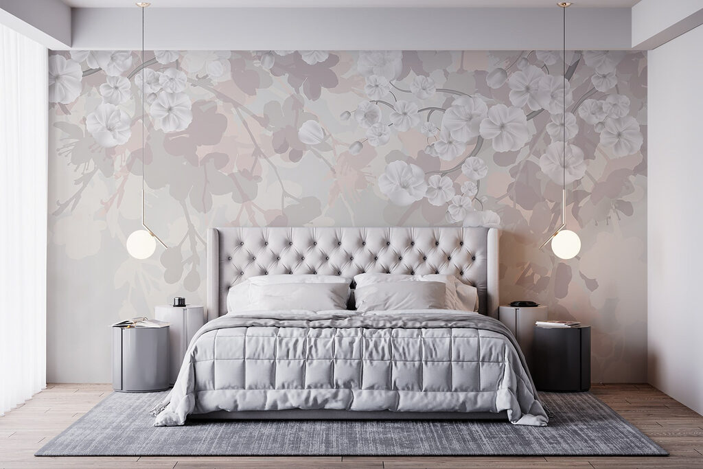 Witte bloemen op een witte achtergrond — interieur 4