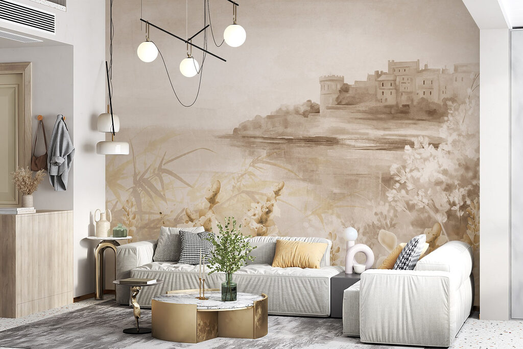 Schilderij van een kasteel en een meer — interieur 5