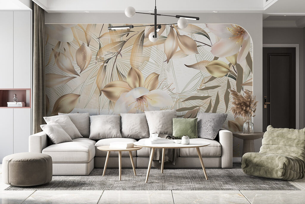 Gouden bloemen tussen lijnbladeren — interieur 6