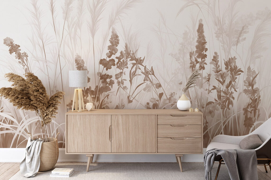 Droge halmen in roomroze — interieur 4