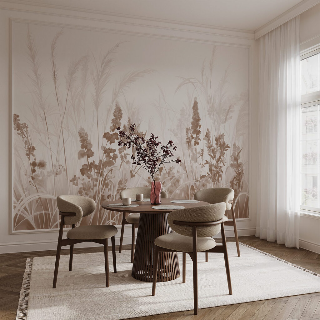Droge halmen in roomroze — interieur 6