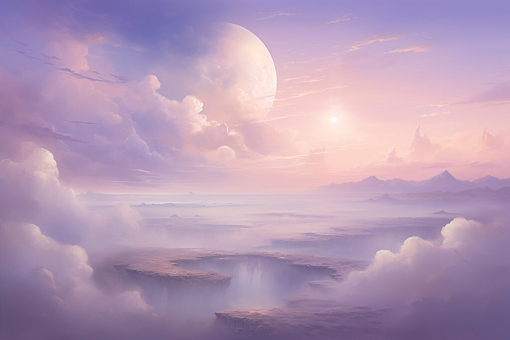 Landschap met wolken en een maan — volledig ontwerp