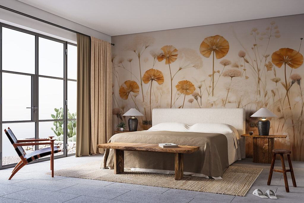Gouden bloemen boven veldgras — interieur 1