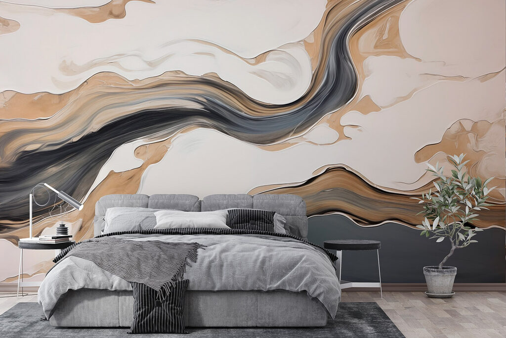 Witte en zwarte wervelingen op een wit oppervlak — interieur 4