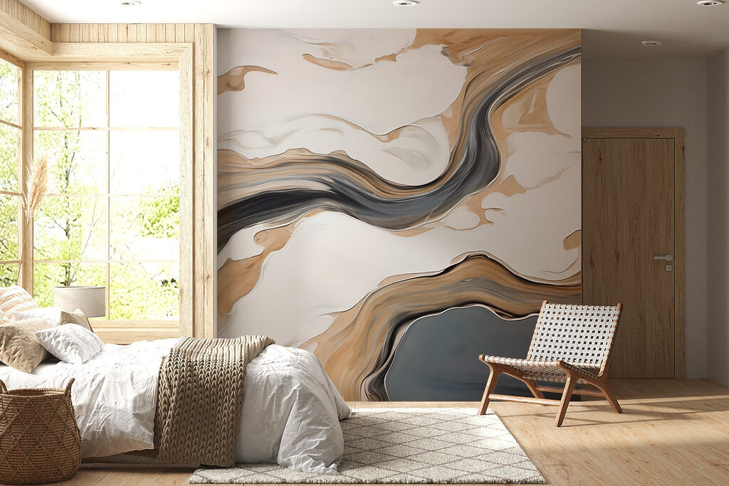 Witte en zwarte wervelingen op een wit oppervlak — interieur 5