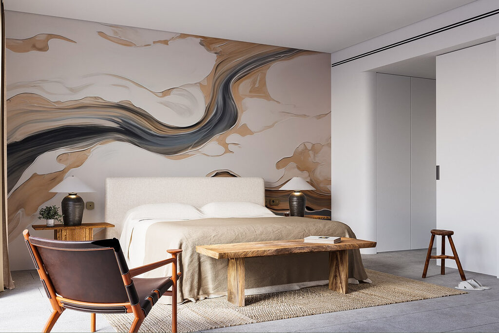 Witte en zwarte wervelingen op een wit oppervlak — interieur 6