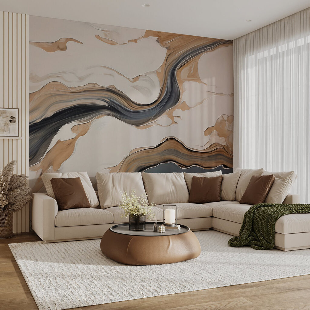 Witte en zwarte wervelingen op een wit oppervlak — interieur 7