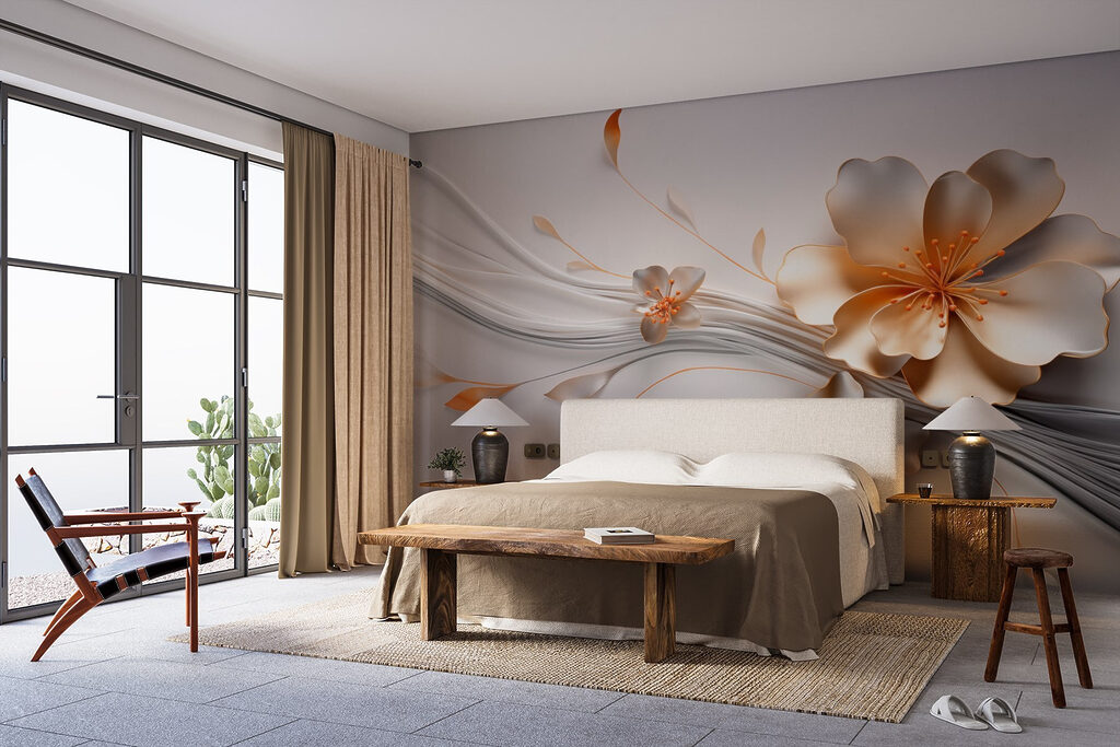 Gouden bloemen aan zilverlijnen — interieur 1