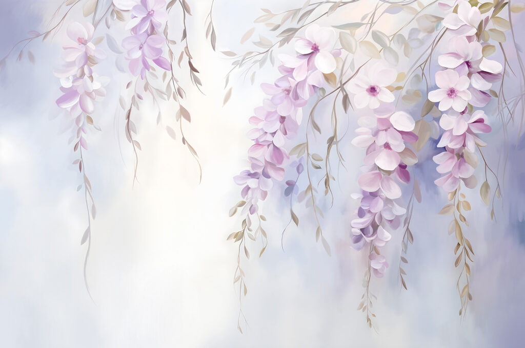 Schilderij van bloemen op een tak — volledig ontwerp