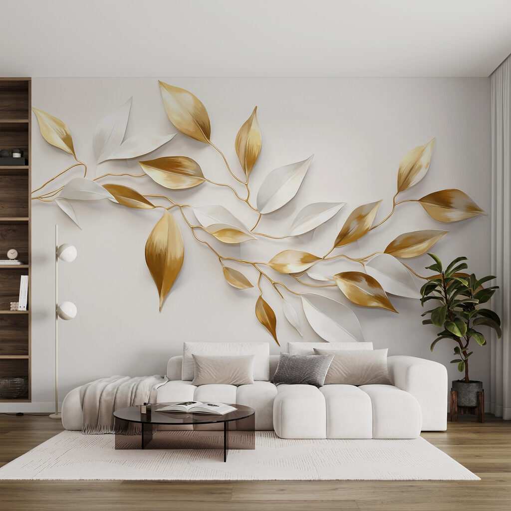 Gouden bladeren langs wit — interieur 3