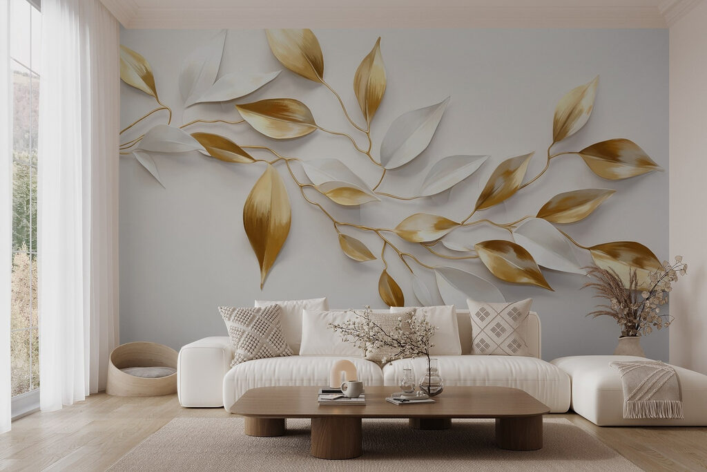 Gouden bladeren langs wit — interieur 5