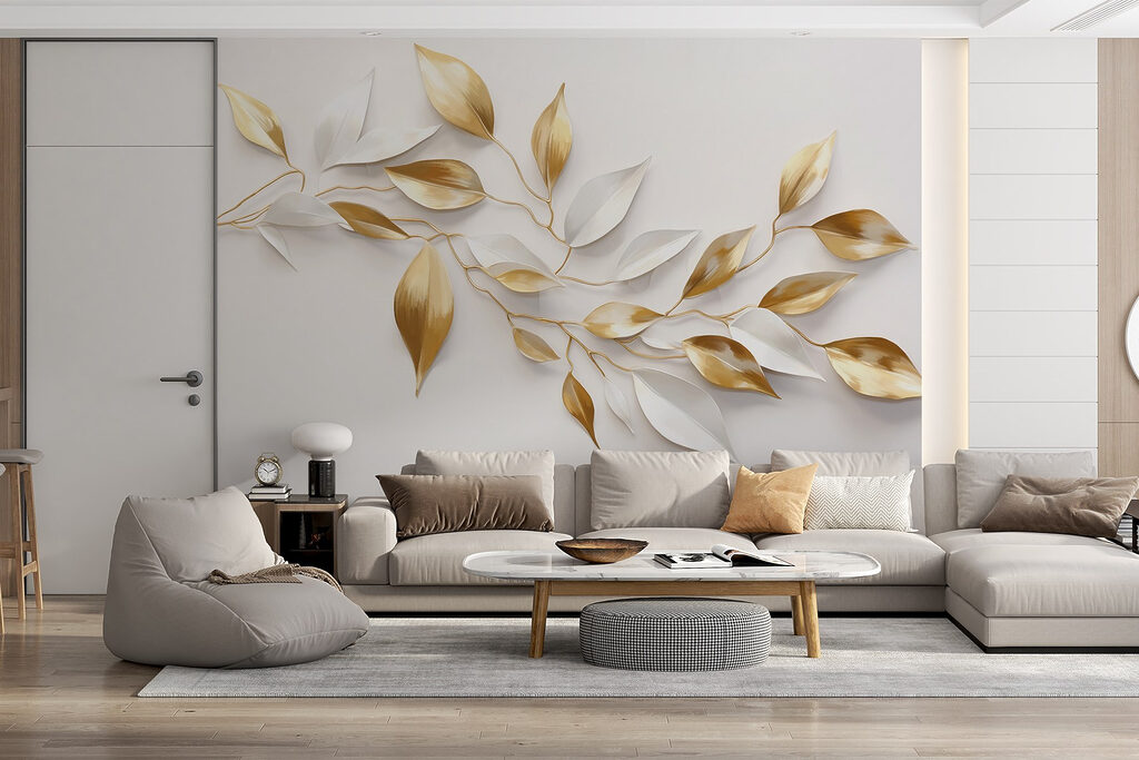 Gouden bladeren langs wit — interieur 6