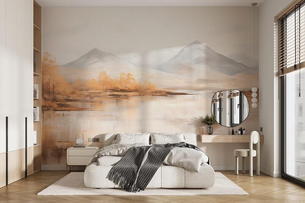 Herfstbomen langs een bergmeer — interieur 2