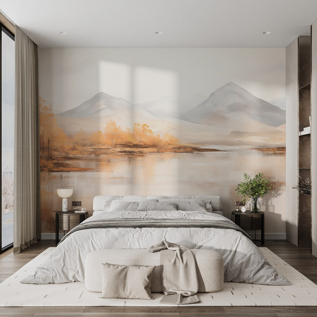 Herfstbomen langs een bergmeer — interieur 3