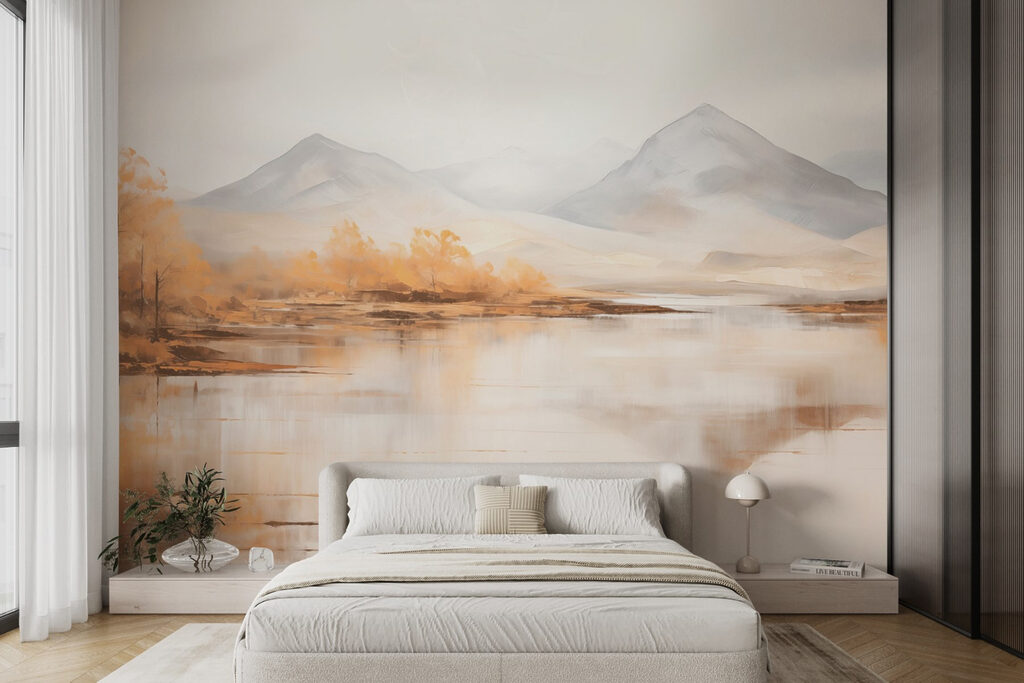 Herfstbomen langs een bergmeer — interieur 4