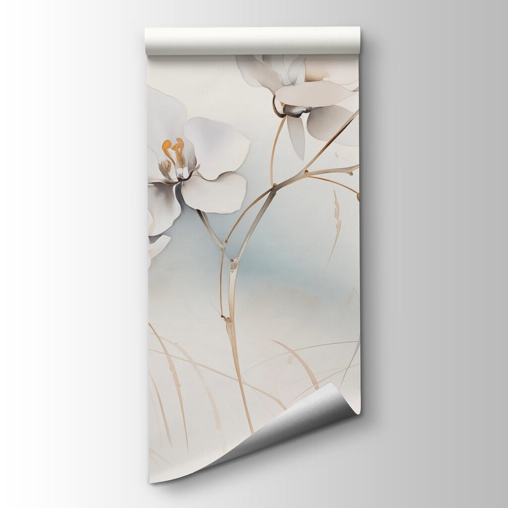 Witte bloemen, goudkleurige takjes — productweergave