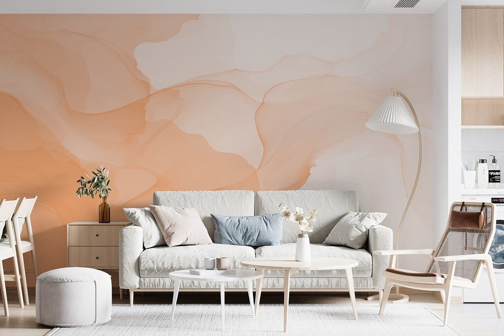 Perzikkleurige sluiers op wit — interieur 2