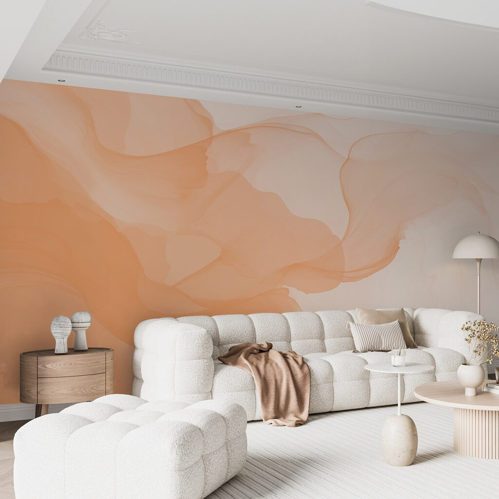 Perzikkleurige sluiers op wit — interieur 3
