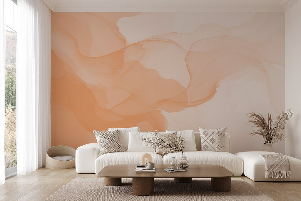 Perzikkleurige sluiers op wit — interieur 5