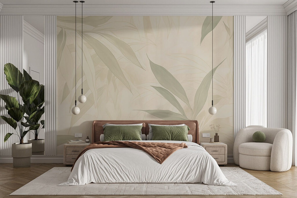 Bleek blad in roomgroen — interieur 3