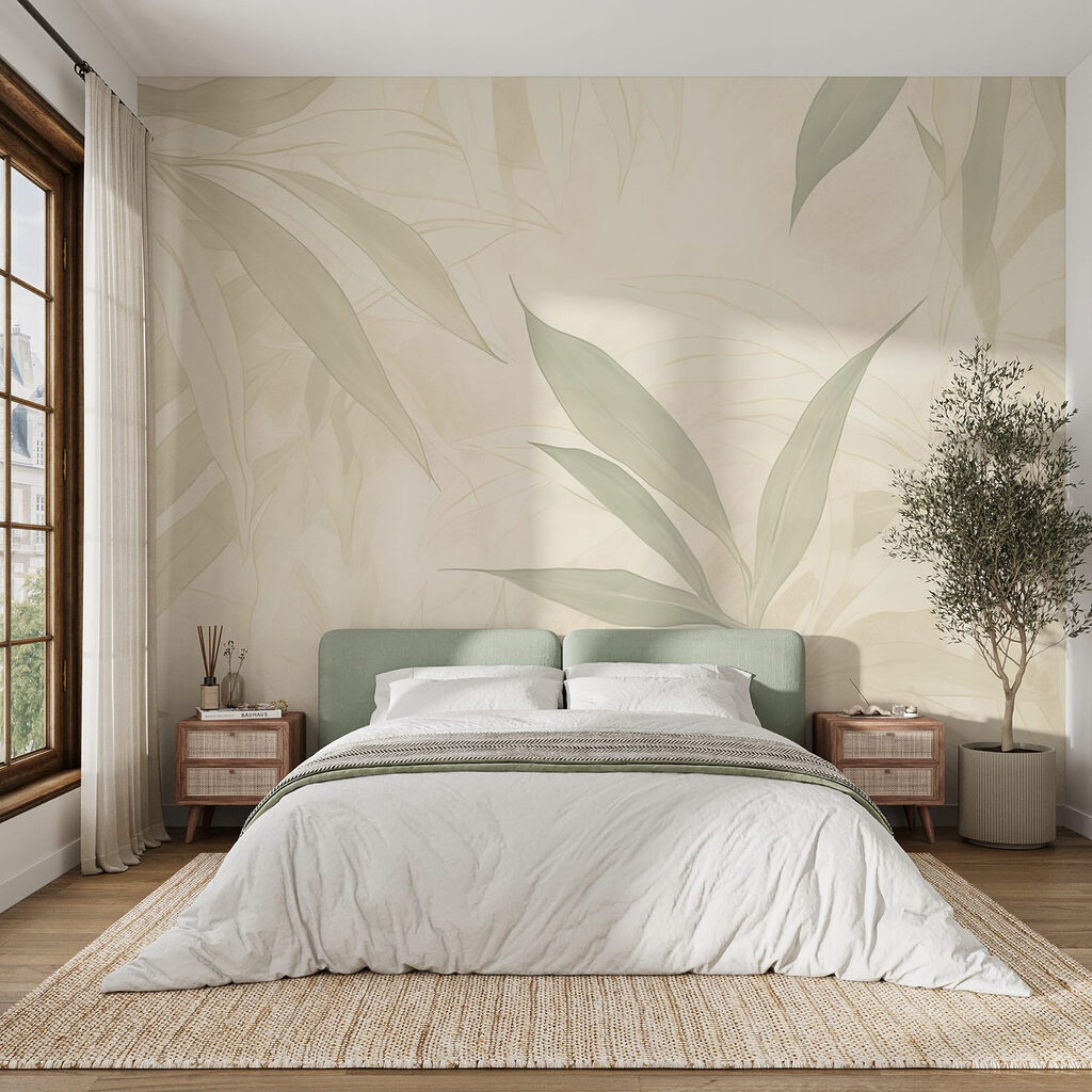 Bleek blad in roomgroen — interieur 5