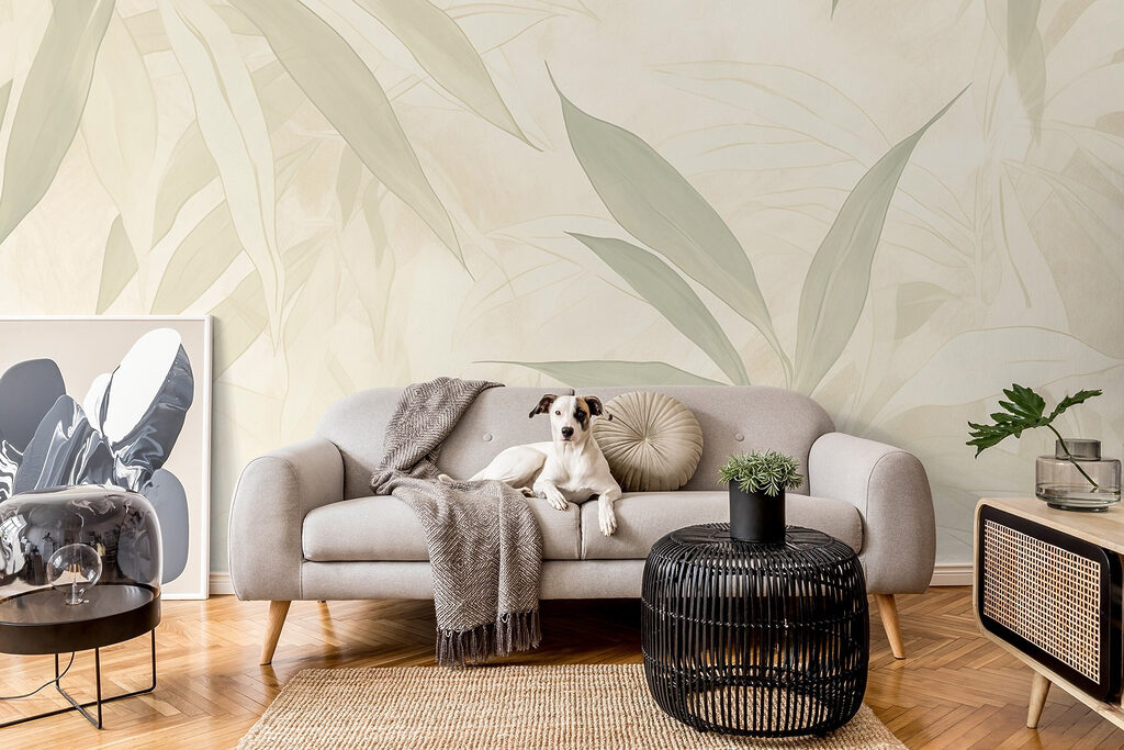 Bleek blad in roomgroen — interieur 6