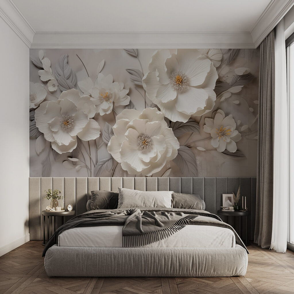 Witte bloemen, grijze bladeren — interieur 2