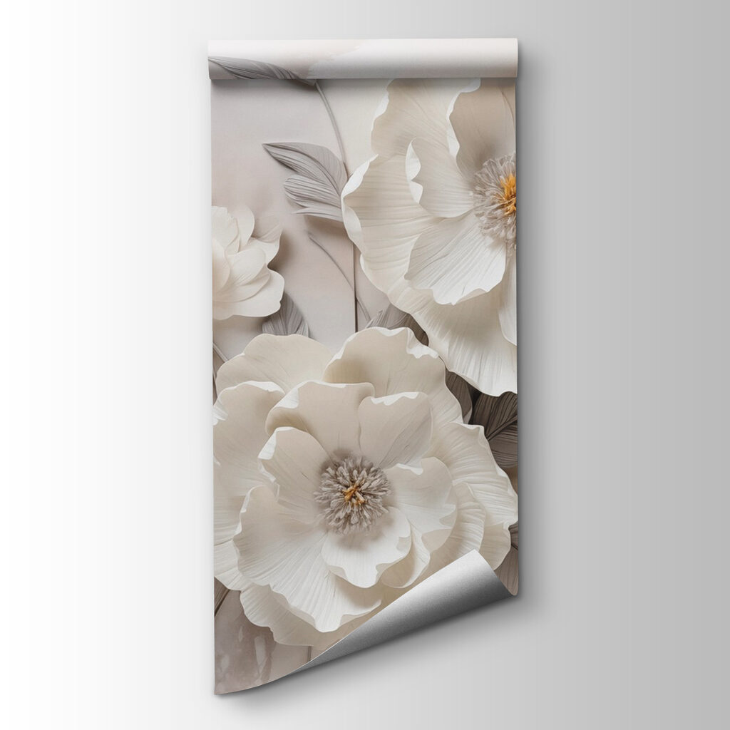 Witte bloemen, grijze bladeren — productweergave