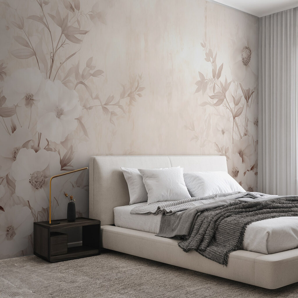 Wit bloempatroon op een wit oppervlak — interieur 1