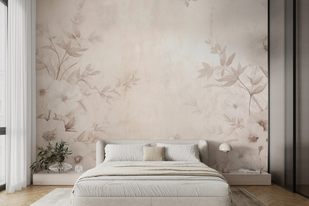 Wit bloempatroon op een wit oppervlak — interieur 2