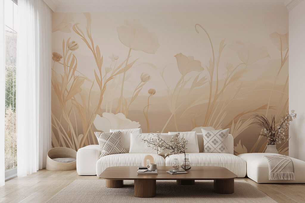Lichte bloemvormen in zandtinten — interieur 6