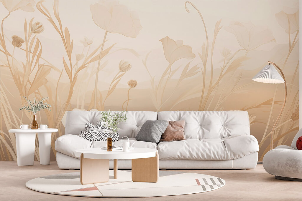 Lichte bloemvormen in zandtinten — interieur 7