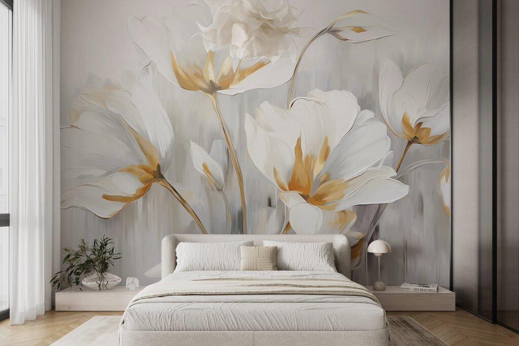 Witte tulpen met goudstrepen — interieur 1