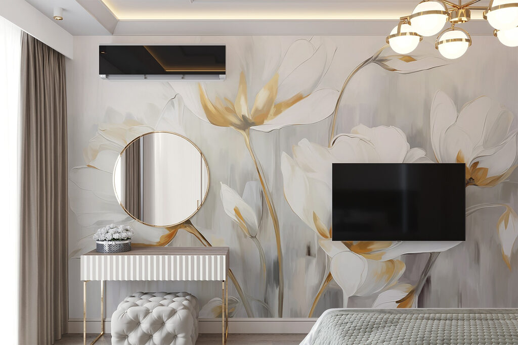 Witte tulpen met goudstrepen — interieur 2