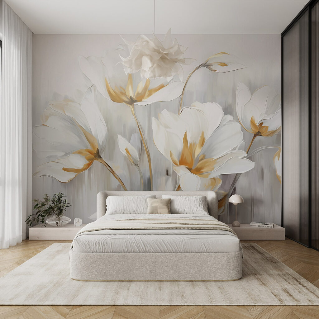 Witte tulpen met goudstrepen — interieur 3