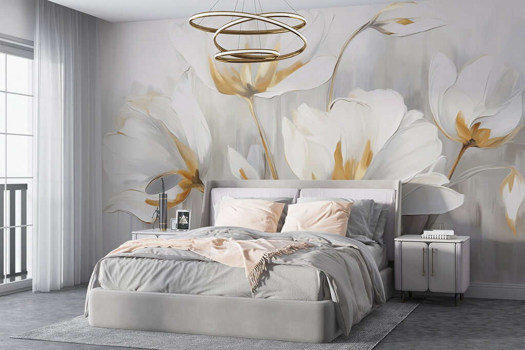 Witte tulpen met goudstrepen — interieur 4