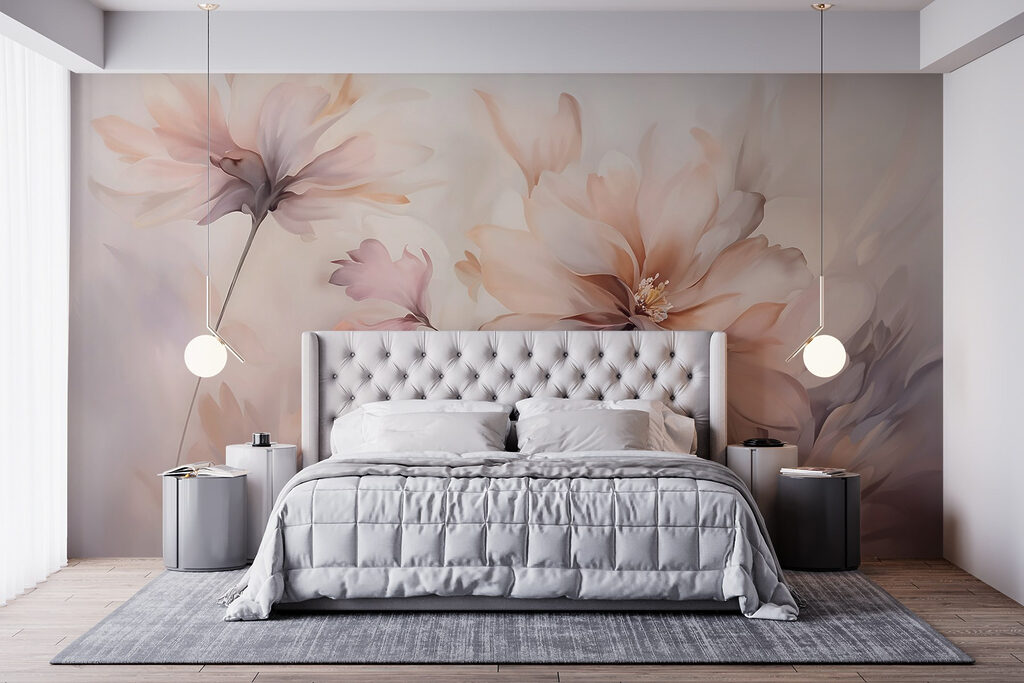 Schilderij van bloemen op een witte achtergrond — interieur 1