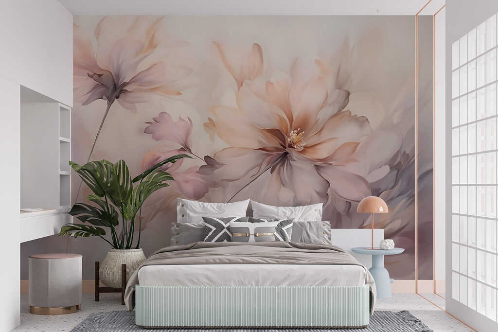 Schilderij van bloemen op een witte achtergrond — interieur 4