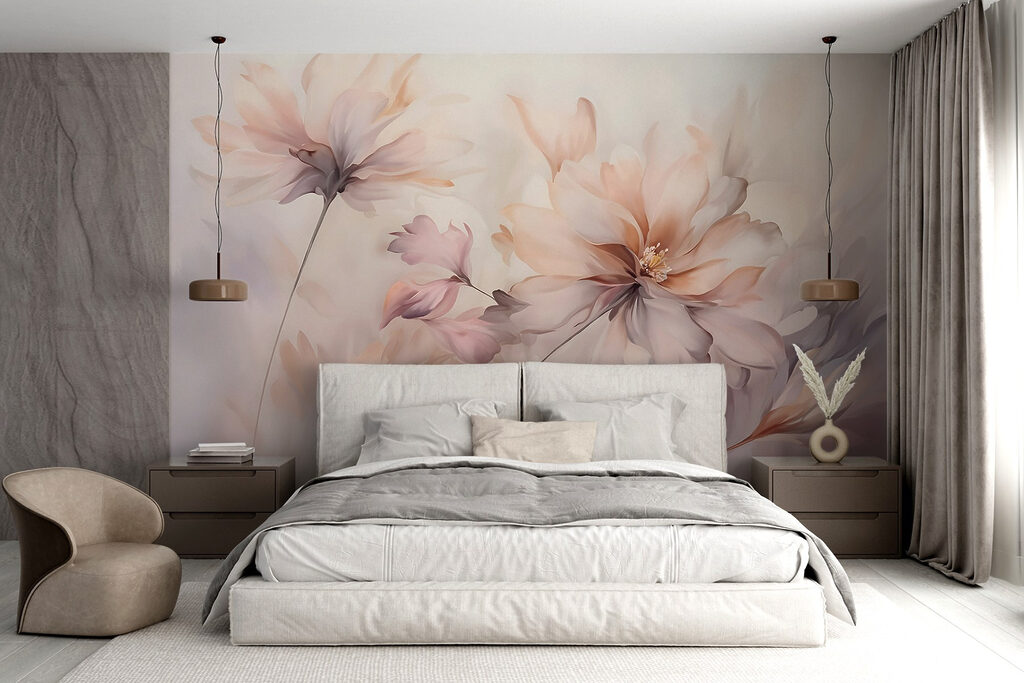 Schilderij van bloemen op een witte achtergrond — interieur 5