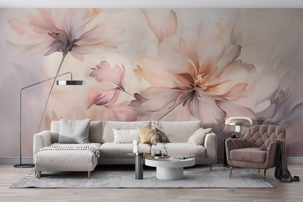 Schilderij van bloemen op een witte achtergrond — interieur 6