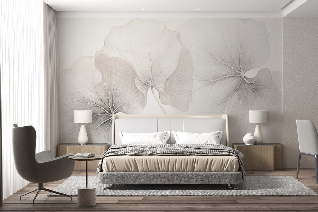 Ginkgobladeren in grijs potlood — interieur 2