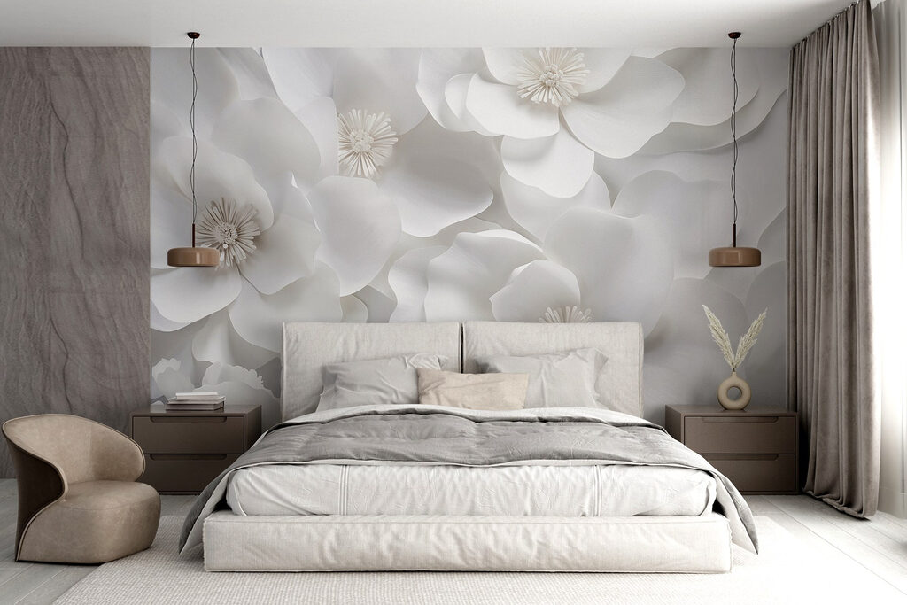 Witte bloemen, grijze schaduwen — interieur 2