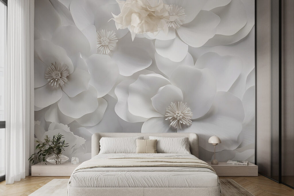 Witte bloemen, grijze schaduwen — interieur 3