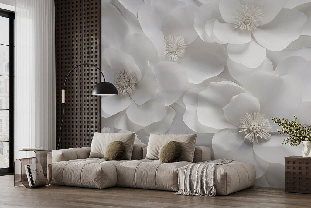 Witte bloemen, grijze schaduwen — interieur 4