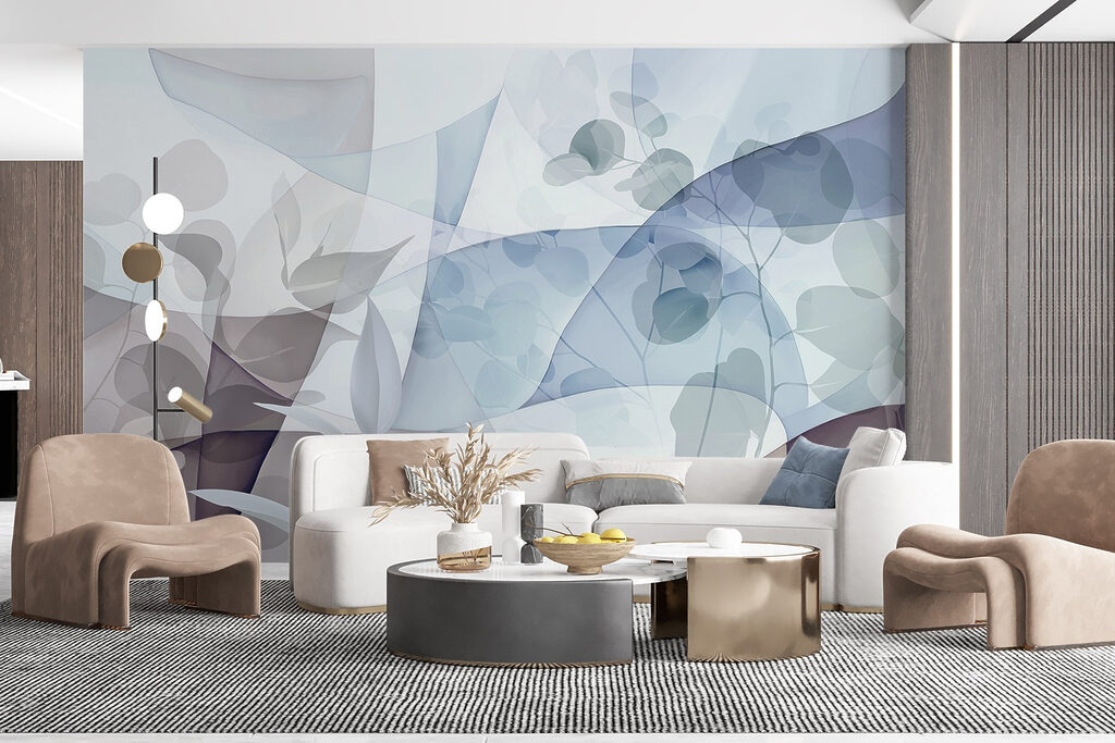 Blauwe vlakken met bladschaduw — interieur 5