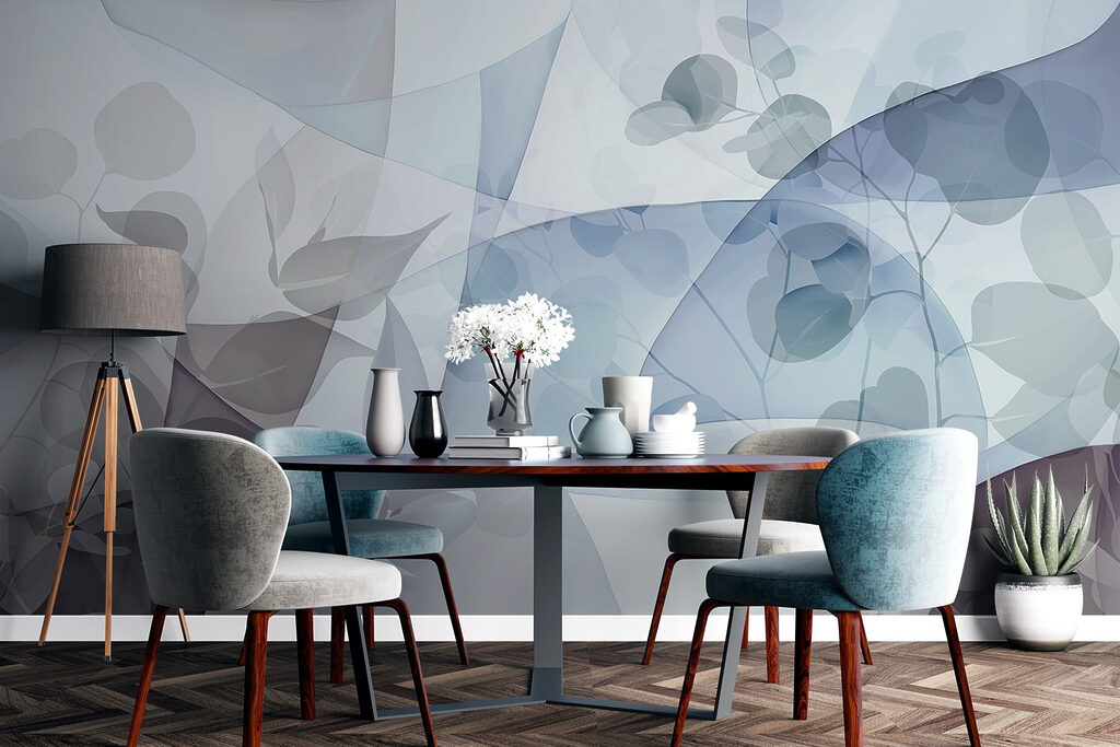 Blauwe vlakken met bladschaduw — interieur 6